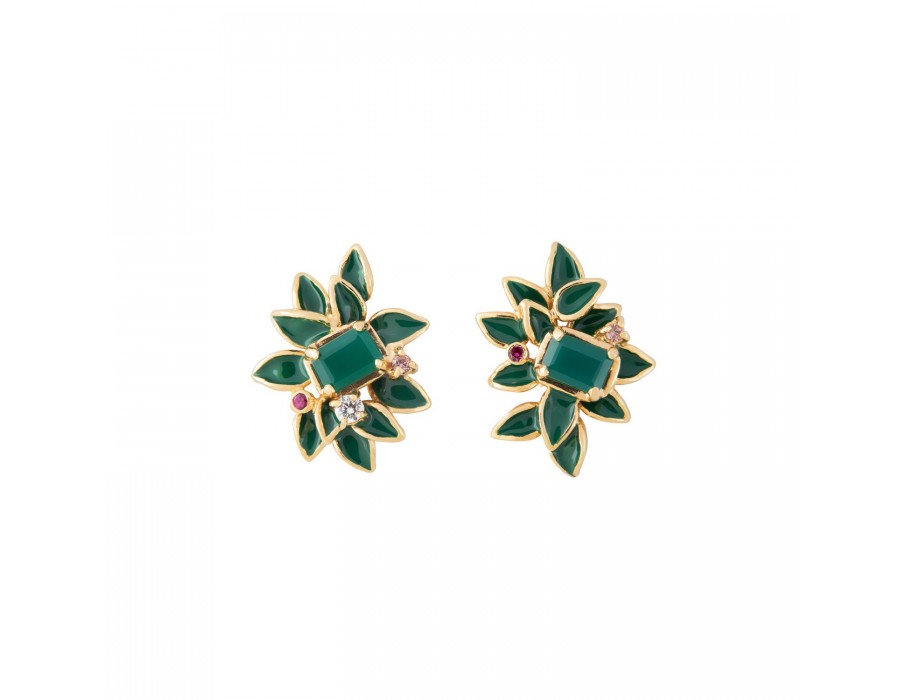 Green Leafs of Winter Earings