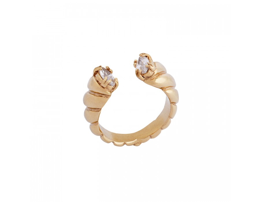 Twisted Stones Ring Branco